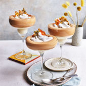 Cappuccino tahini mousse with sesame brittle