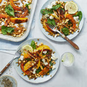 Roast butternut squash with chickpeas and feta