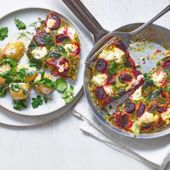 Beetroot, goat's cheese and dill frittata