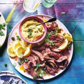 Ribeye with burnt spring onion aioli