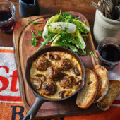 Roast lamb meatballs in a creamy porcini sauce 