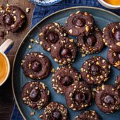 Mocha hazelnut thumbprint cookies