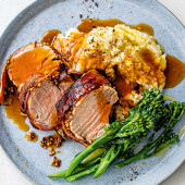 Pancetta pork with celeriac mash