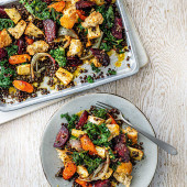 Winter roots panzanella traybake