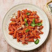 Penne alla vodka with cottage cheese