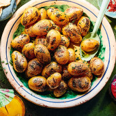 Barbecued new potatoes with brown butter and celery salt