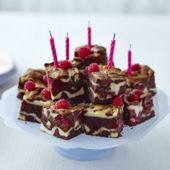 Raspberry and white chocolate celebration brownies