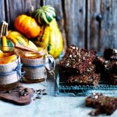 Pumpkin seed, black treacle and ginger squares