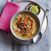 Gently spiced chicken soup
