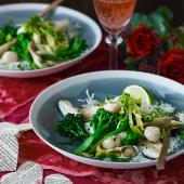 Steamed sea bass parcels