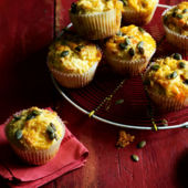 Parsnip, blue cheese and pumpkin seed muffins