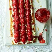 Glazed strawberry and lime tart 