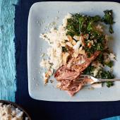 Spiced salmon with coconut rice 