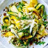 Balsamic courgette, pine nuts and Parmesan salad