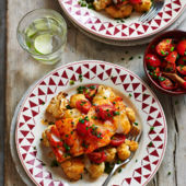 Spiced cod with roasted cauliflower and salsa