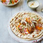 Pork and pistachio koftas with fennel, radish and apricot slaw