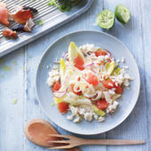 Spiced crab salad with fennel, grapefruit and chicory