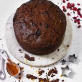 Spiced chocolate, walnut and fruit cake 