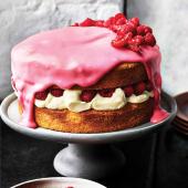 White chocolate, raspberry and rose cake