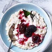 Scandi rice pudding with blackberry compote