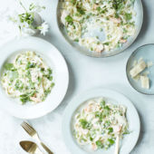 Salmon, pea and watercress tagliatelle