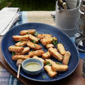 Sesame honey halloumi fries