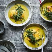 Hake with samphire and malai sauce