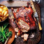 Roast crispy duck with cranberry glaze