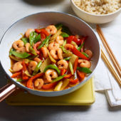 Sizzling garlic prawn stir-fry 