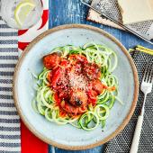 Smoky pork meatballs with courgetti