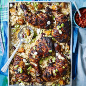 Mexican chicken with roast squash rice and smoky tomato relish