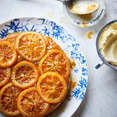 Upside-down blood orange pudding
