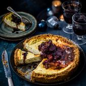 Stilton cheesecake with sticky port figs