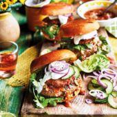 Chowpatty lamb burgers