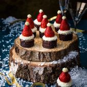 Santa hat brownie bites