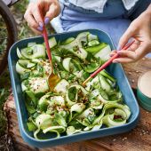 Courgette broad bean salad