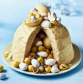 White chocolate piñata cake