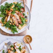 Prosciutto chicken with kale Caesar