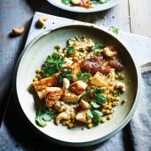 Celeriac, cashews and lentils with date chutney