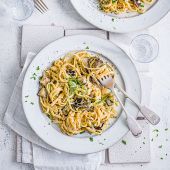 Miso aubergine linguine 