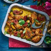 Roast chicken with figs and shallots