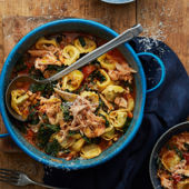 Tuscan chicken tortellini soup