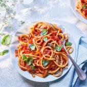 Peperonata bucatini with sardines