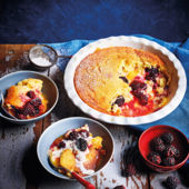 Blackberry and lemon self-saucing pudding