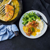 Milk-braised pork steaks with cabbage 
