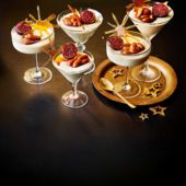White Christmas mousse with sticky toffee nuts and figs