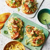 Flatbreads with spiced salmon and zesty slaw