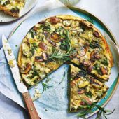Spinach, mushroom and stilton crustless quiche