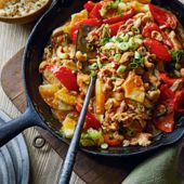 Sticky pineapple chicken stir-fry