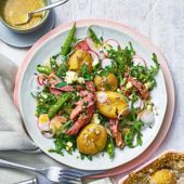 Steak salad with salt-baked Jersey Royals
